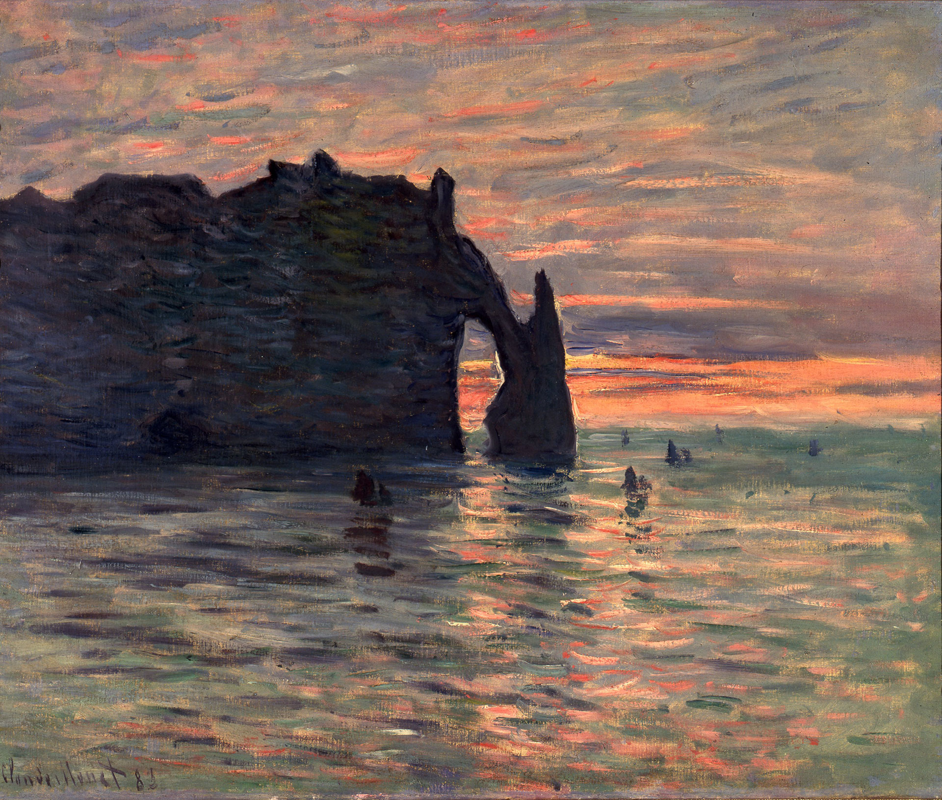 Claude Monet, Soleil couchant à Étretat
