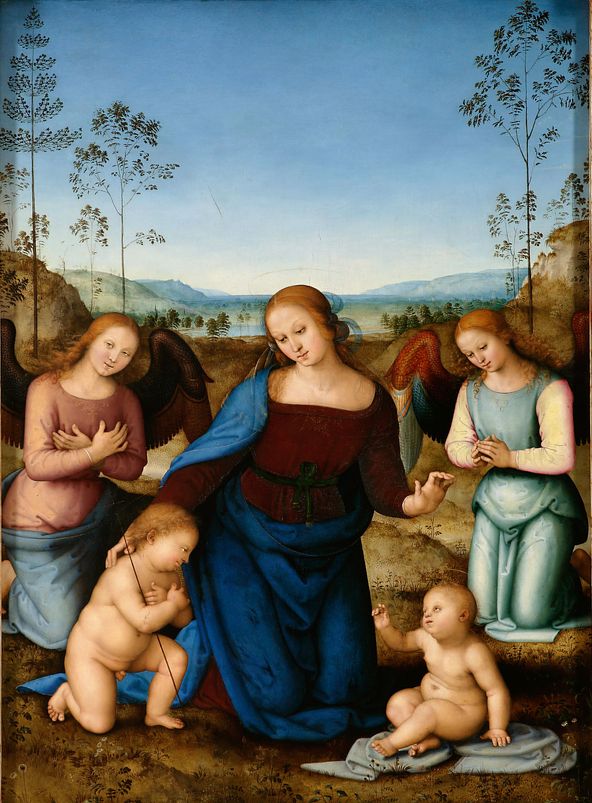 Pietro Perugino, La Vierge à l’Enfant avec le petit saint Jean-Baptiste et deux anges, vers 1505